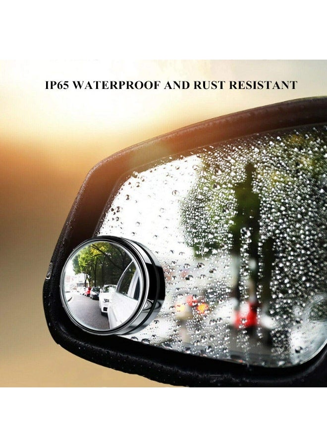 2 أجهزة كمبيوتر شخصية مرايا البقعة العمياء ، 2 "جولة HD زجاجية مقلبة 360 درجة زاوية واسعة جانب مرآة الرؤية الخلفية مع ABS الإسكان للسيارات SUV والشاحنات ، أسود ، حزمة من 2 - Image 3